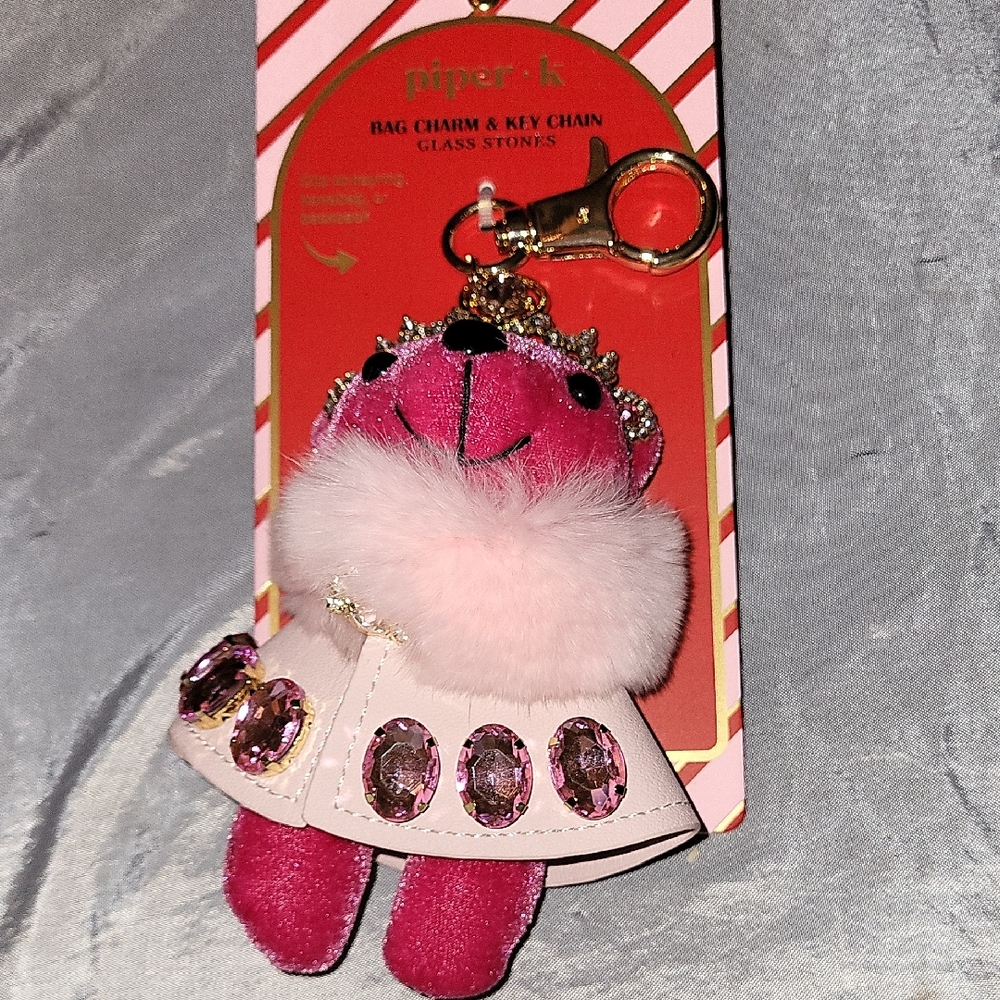 Piper K Pink Bear Princess Bag Charm Brand NEW HL Ty LS